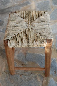 Footstool with seagrass seat